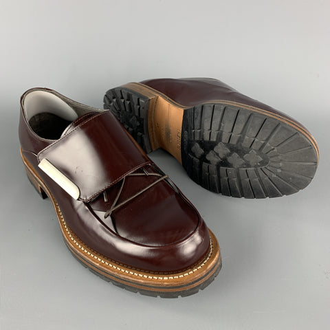 PORTS 1961 Size 8 Burgundy Leather Tab Closure Lace Up Shoes