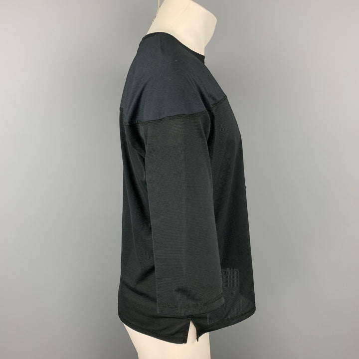 SASQUATCHfabrix SS 2019 Talla S Camiseta negra de poliéster con cuello redondo y malla