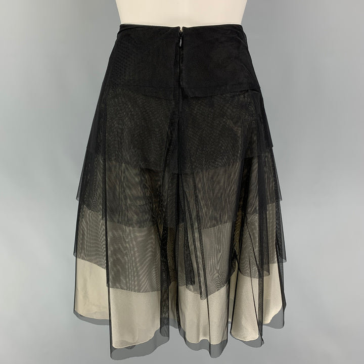 AKRIS Size 4 Black White Tulle Polyamide Layered Skirt