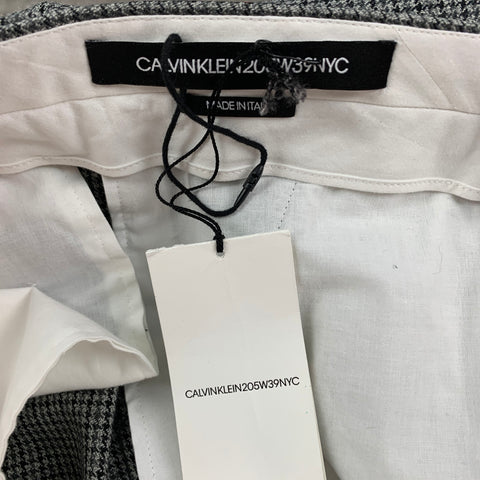 CALVIN KLEIN 205W39NYC Size 34 Grey Black Houndstooth Wool Tuxedo Dress Pants