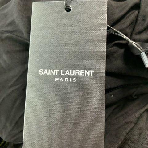 SAINT LAURENT Size 2 Black Cupro Ruched Long Sleeve Mini Cocktail Dress