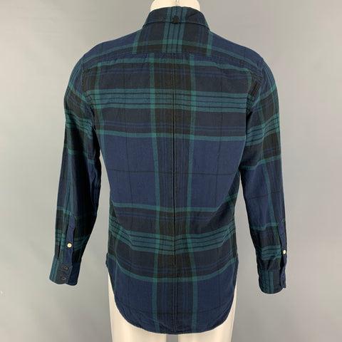 RAG & BONE Size S Navy Green Plaid Cotton Polyamide Long Sleeve Shirt