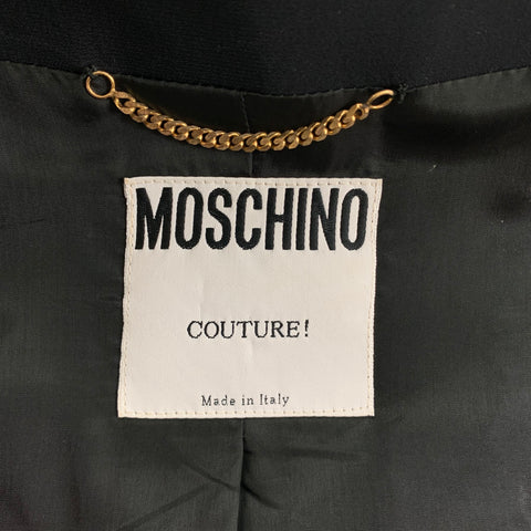 Vintage MOSCHINO COUTURE Size S Black & Cream Acetate Blend Jacket