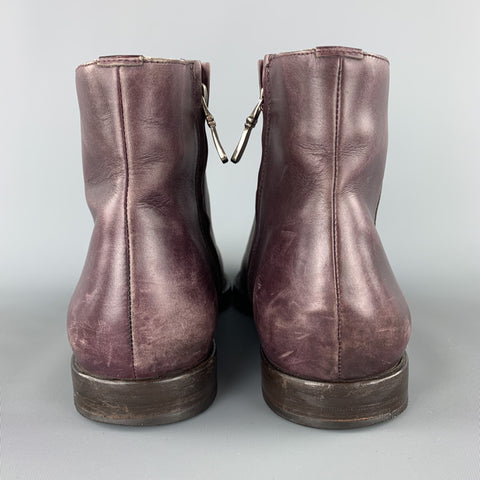 JIMMY CHOO Talla 9.5 Botines con cremallera lateral de cuero morado ciruela