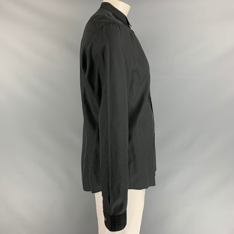 JOHN VARVATOS Size XL Black Solid Cotton  Long Sleeve Shirt  Tuxedo