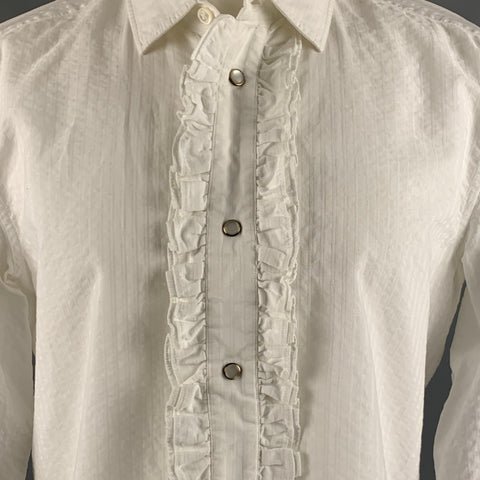 MARC JACOBS Taille M Chemise à manches longues en coton Seersucker blanc Snaps
