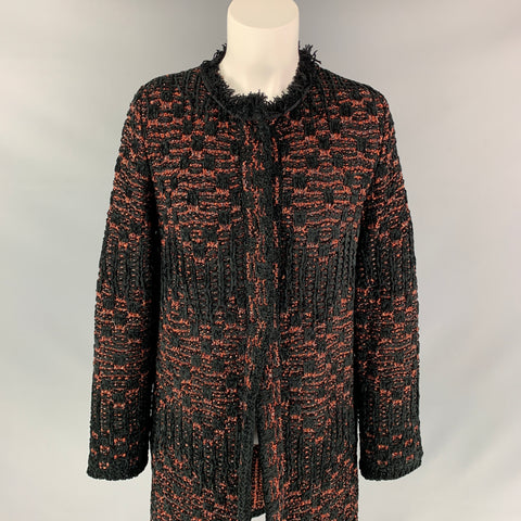M MISSONI Size 6 Black & Red Acrylic Blend Metallic Coat