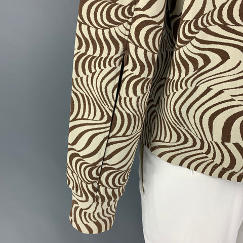 ECKHAUS LATTA Size XL Beige Brown Print Viscose Blend Turtleneck Pullover