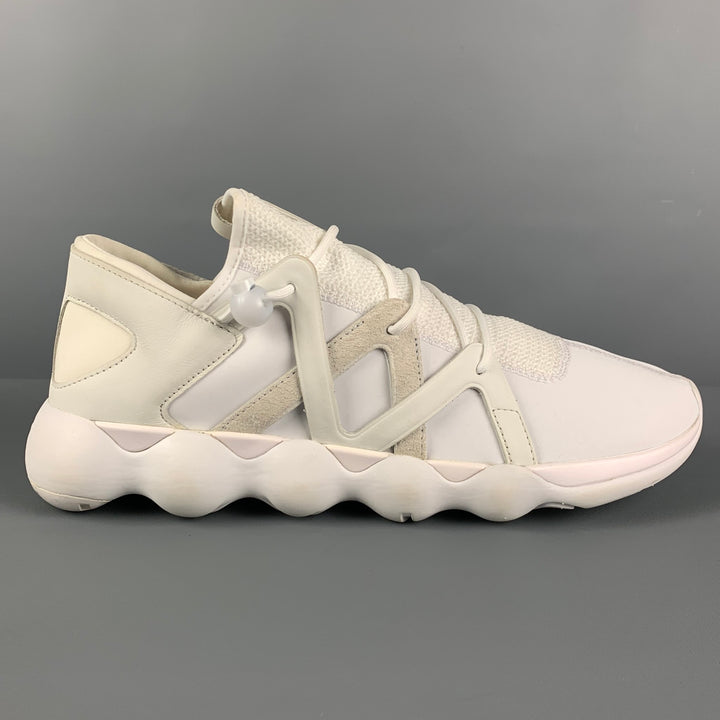 Y-3 by YOHJI YAMAMOTO Size 12.5 White Mixed Fabrics Leather Kyujo Low Sneakers