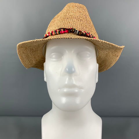 KOORINGAL Size 57 Beige Fuchsia Woven Raffia Hat