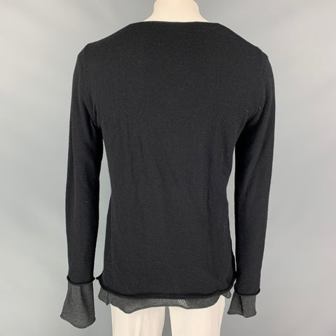 LOST & FOUND Size L Black & Grey Cotton Blend Layered Pullover