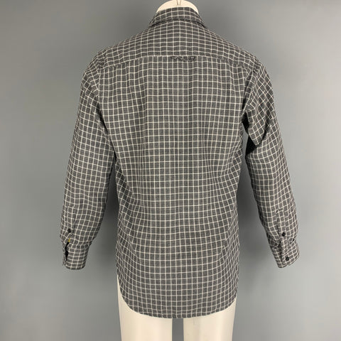 DOLCE & GABBANA Size S Grey White Plaid Wool / Rayon Long Sleeve Shirt