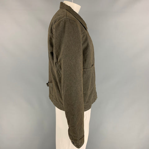 RRL by RALPH LAUREN Size XL Charcoal Herringbone Cotton Jacket