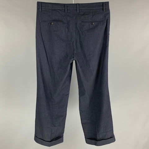 TS (S) Size M Indigo Cotton Blend Pleated Casual Pants