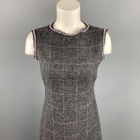 PHILOSOPHY di ALBERTA FERRETTI Size 6 Grey Beaded Wool Shift Dress
