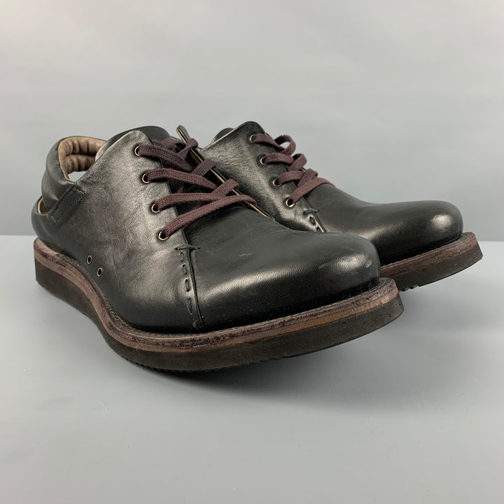 DEVOA Size 10 Black Leather Lace Up Shoes