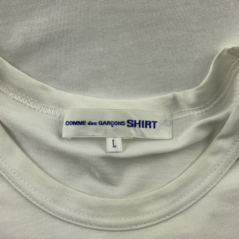 COMME des GARCONS SHIRT Size L White Cotton Crew-Neck T-shirt