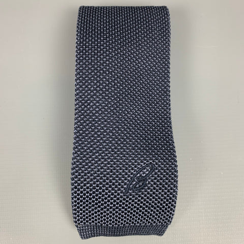 BRIONI Navy Knitted Silk Tie