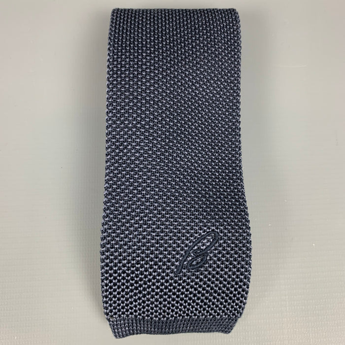 BRIONI Navy Knitted Silk Tie