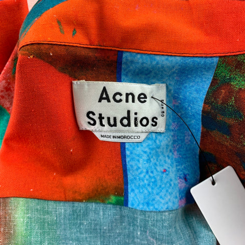 ACNE STUDIOS Size M Multi-Color Print Cotton Camp Short Sleeve Shirt