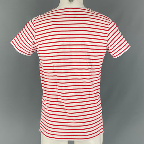 PAKITA CLAMORES Size L Red, White Blue Stripe Cotton Short Sleeve T-shirt