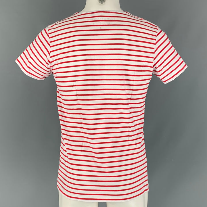 PAKITA CLAMORES Talla L Camiseta de manga corta de algodón con rayas rojas, blancas y azules