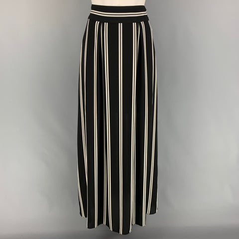 ALICE + OLIVIA Size 2 Black White Polyester Stripe Long Skirt