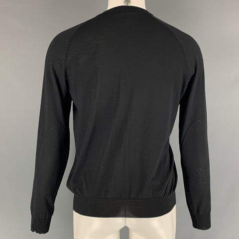 LOUIS VUITTON Size M Black Knitted Wool Silk Crew-Neck Pullover