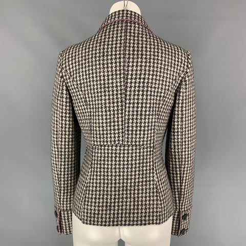 WEEKEND by MAX MARA Size 8 Black & White Wool / Nylon Houndstooth Jacket Blazer