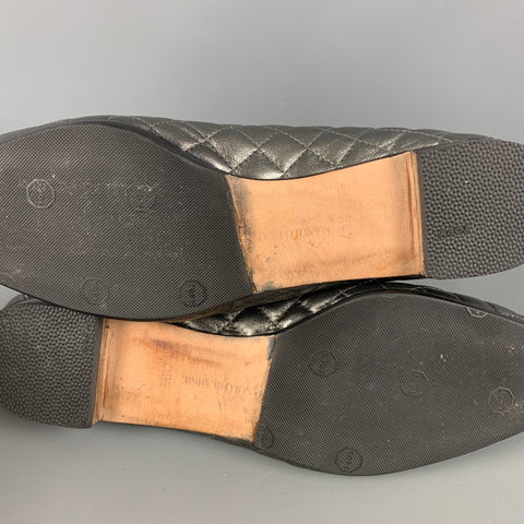 MANOLO BLAHNIK Giungla Taille 10,5 Ballerine argentée Appartements arrondis en cuir matelassé