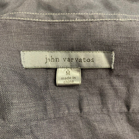 JOHN VARVATOS Size M Navy Linen Button Up Long Sleeve Shirt