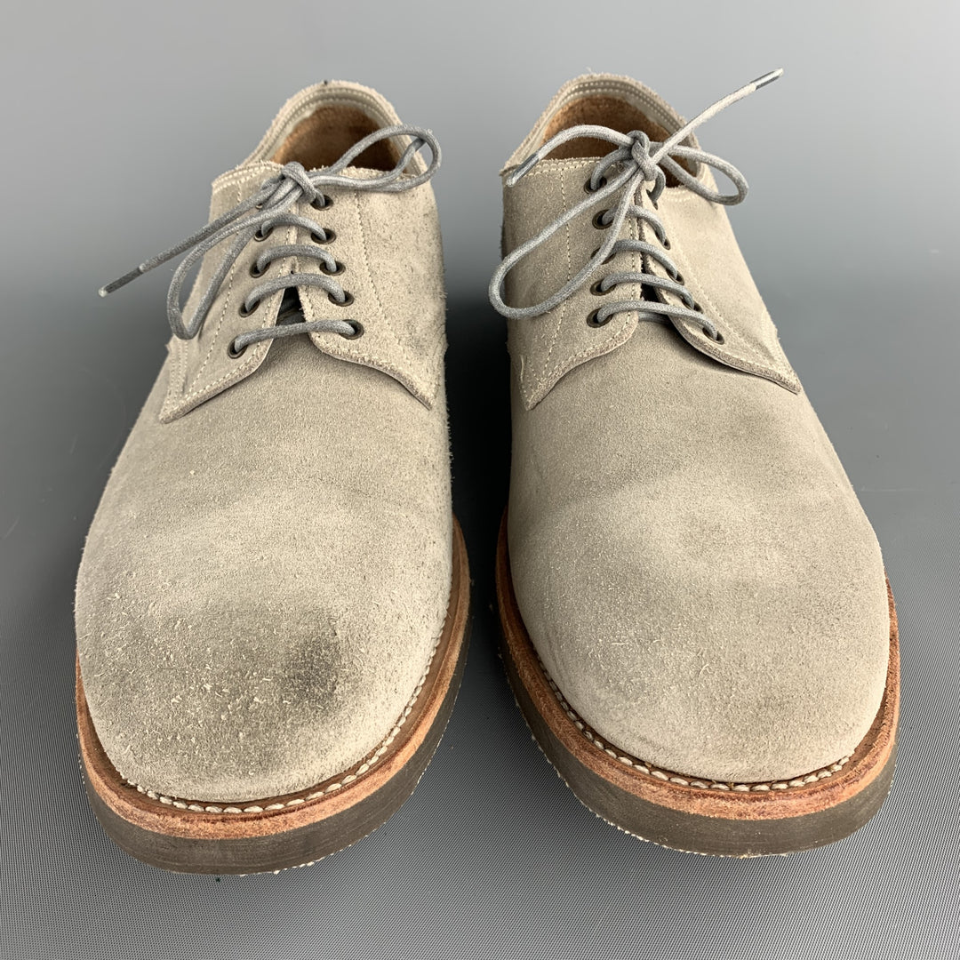PAUL SMITH Size 12 Light Grey Suede Lace Up Shoes
