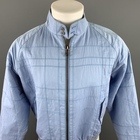 CALVIN KLEIN COLLECTION Size 38 Light Blue Stitched Cotton / Acrylic Zip Up Jacket
