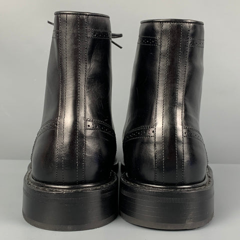 JACK ERWIN Size 11 Black Perforated Leather Wingtip Ankle Boots