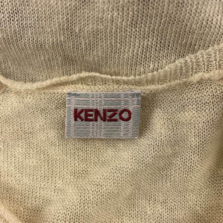 KENZO Size S Beige Knit Linen Scoop Neck Lightweight Pullover