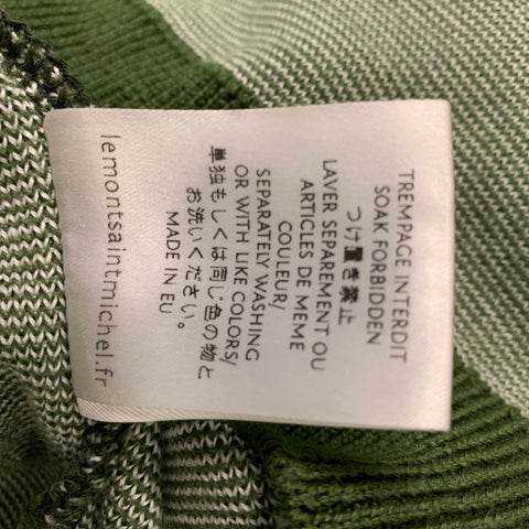 LE MONT ST.MICHEL Taille XS Vert Blanc Laine Mérinos Acrylique Stripe Casual Top