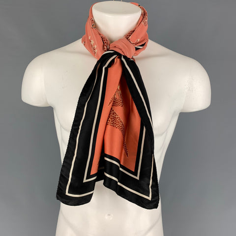 PAUL SMITH Black Brick Dinosaur Print Silk Scarf
