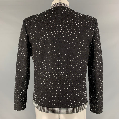 BALMAIN Size 40 Black Studded Cotton Open Front Jacket
