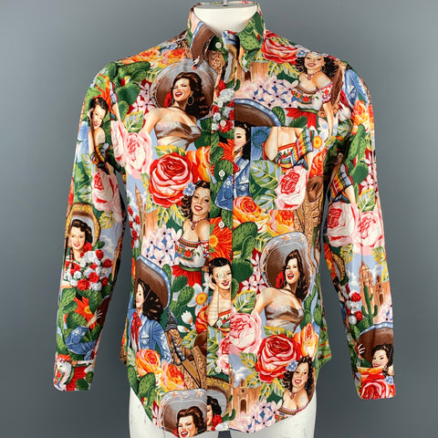 GITMAN VINTAGE Size L Multi-Color Print Cotton Button Down Long Sleeve Shirt