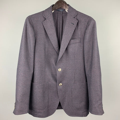 TOMBOLINI Size 36 Purple & Black Wool Notch Lapel Sport Coat