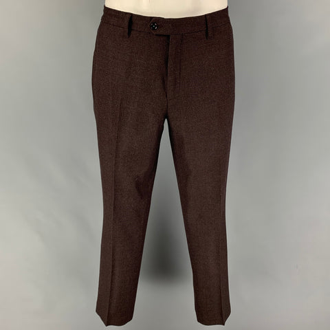 TED BAKER Size 46 Brown Burgundy Wool Single Button Suit