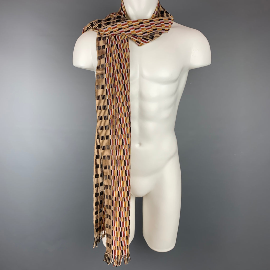 MISSONI Sciarpe Beige & Brown Knitted Wool / Silk Scarf