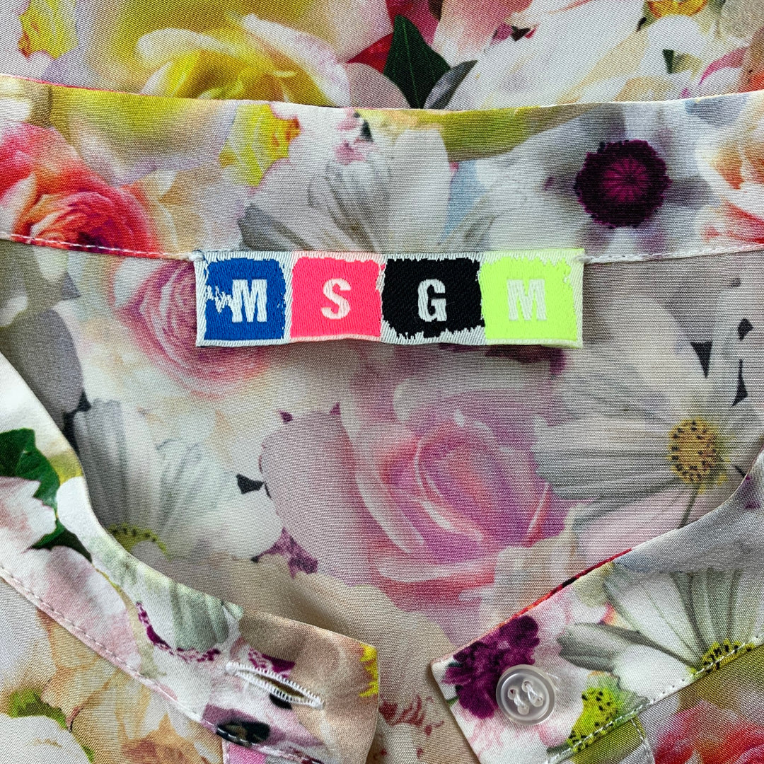 MSGM Taille M Robe droite à manches longues florale multicolore