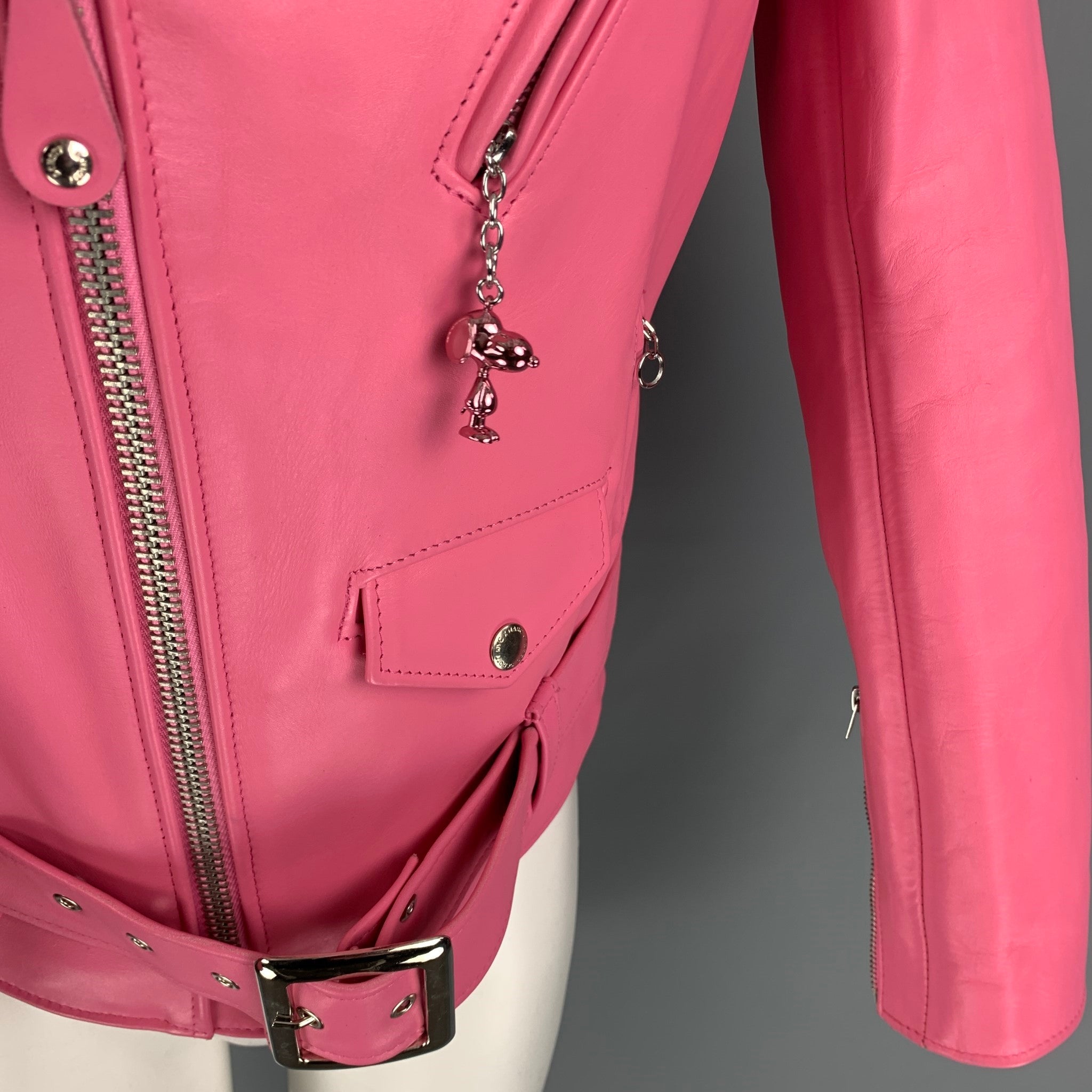 SCHOTT x MARC JACOBS Size S Pink Leather Biker Perfecto Jacket