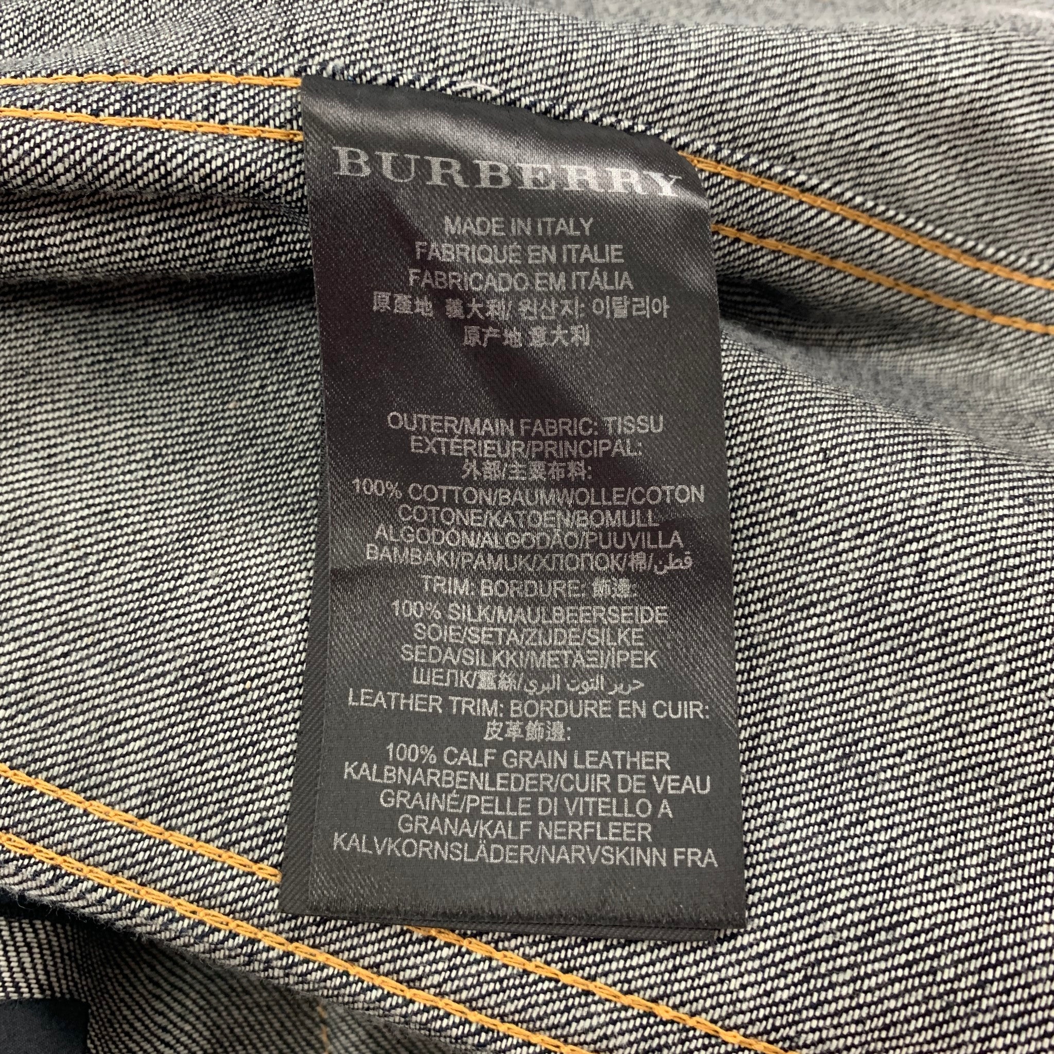 BURBERRY PRORSUM Spring 2015 Size 38 Indigo Blue Denim Silk