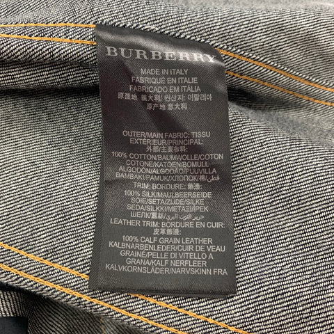 BURBERRY PRORSUM Spring 2015 Size 38 Indigo Blue Denim Silk Collar Trucker Jacket