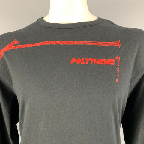 POLYTHÈNE Taille XXL Noir Orange Logo Coton T-shirt à manches longues