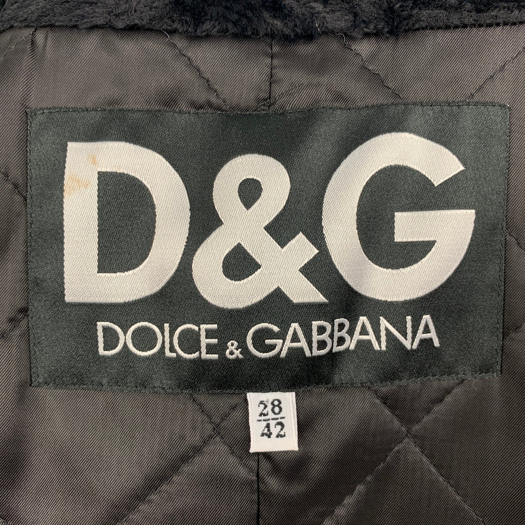 D&G by DOLCE & GABBANA Size 6 Black Textured Double Breasted Coat