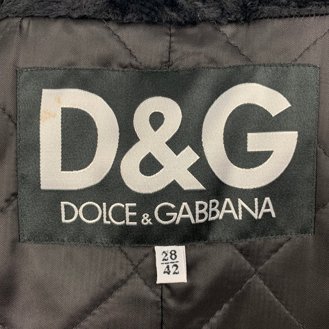 D&amp;G by DOLCE &amp; GABBANA Abrigo cruzado con textura negra talla 6