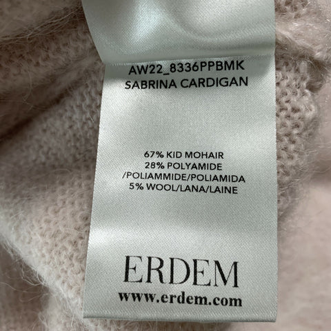 ERDEM Size S Pink Mohair Blend V-Neck Cardigan